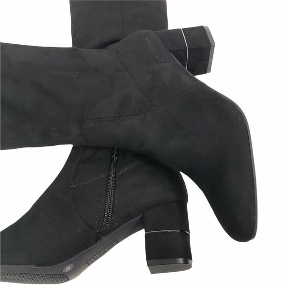 Alfani Boots Womens 6 M Black Over-the-Knee Novaa Faux Suede Square Toe - Picture 6 of 10